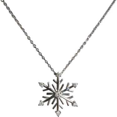 10k White Gold Snowflake Pendant 14k Chain