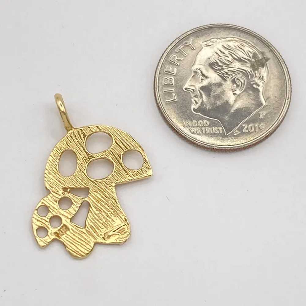 Mushroom Toadstool Charm Pendant 14K Gold - image 2