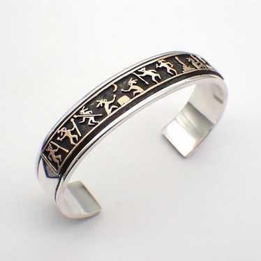 専用　Navajo M.M. ROGERS 14K スタンプワーク バングル Women's Navajo Bracelet 14k SOLID Gold & .925 Silver Artist
