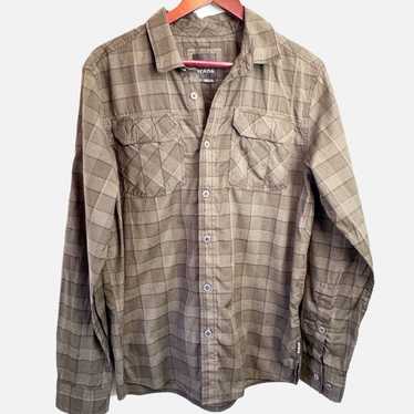 Prana Prana Brown Plaid Button Up Untuck Shirt Me… - image 1