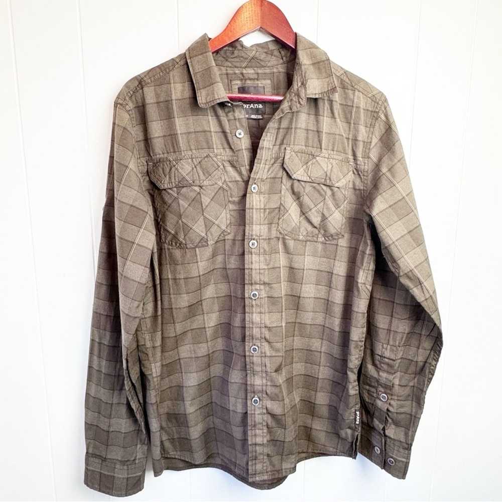 Prana Prana Brown Plaid Button Up Untuck Shirt Me… - image 2