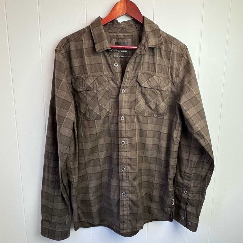 Prana Prana Brown Plaid Button Up Untuck Shirt Me… - image 7