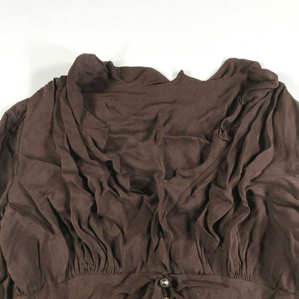 Vintage Tuleh Shirt Womens 8 Brown Silk Button Fr… - image 2