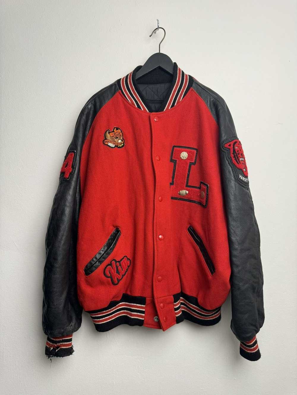 Varsity Jacket × Vintage VINTAGE 80s LEATHER VARS… - image 1