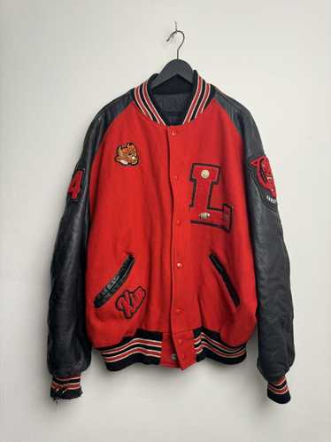 Varsity Jacket × Vintage VINTAGE 80s LEATHER VARS… - image 1