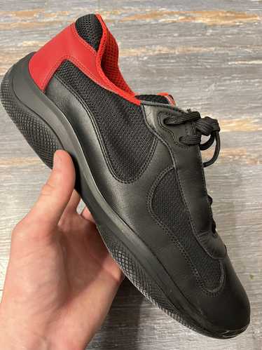 Prada Americas Cup Black Red Leather Size 10.5