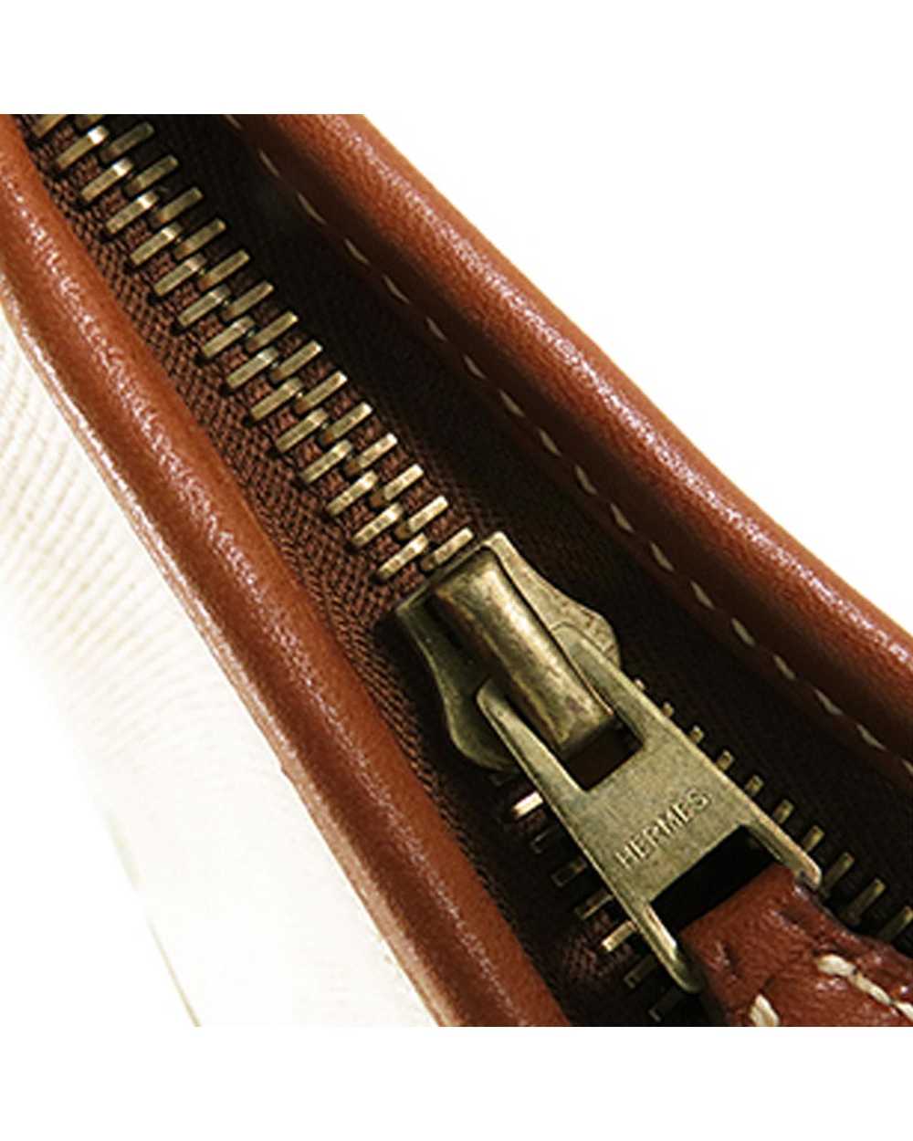 Hermes Canvas and Leather Shoulder Bag with Top Z… - image 7