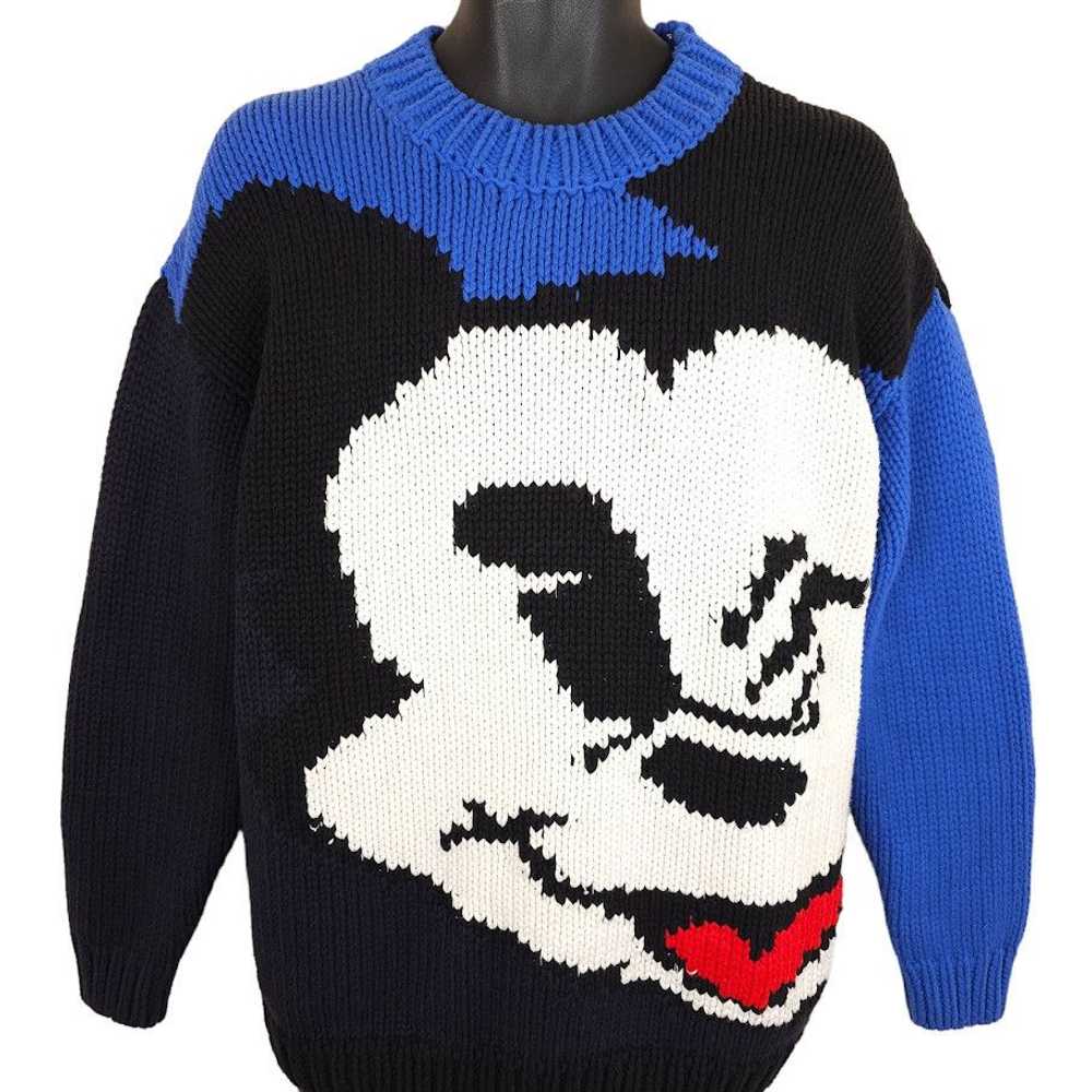 Disney Mickey Mouse Sweater Mens Size Small Blue … - image 1