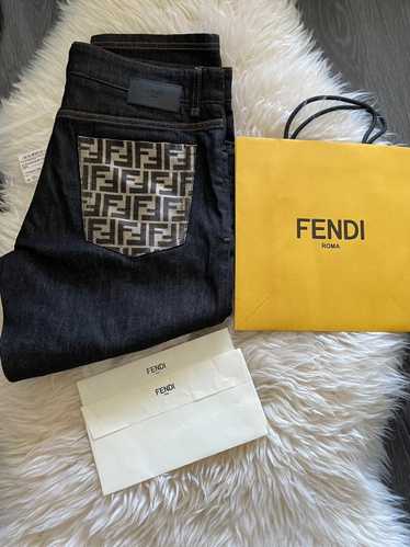 Fendi Brand New Super Runway FF Logo Denim Jeans L