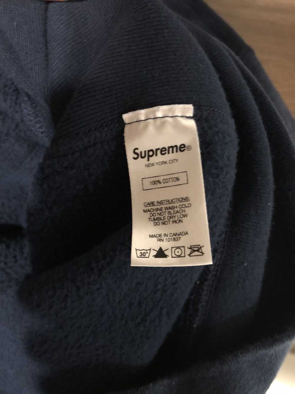 Supreme Compact Logo Hoodie Navy THICK HEAVYWEIGHT - image 5