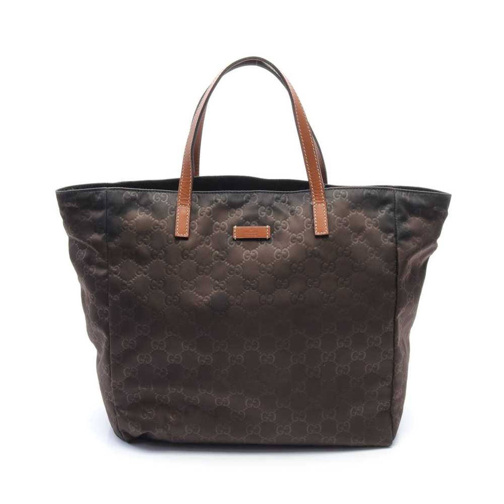 Gucci Gucci Gg Pattern Handbag Tote Bag Nylon Lea… - image 1