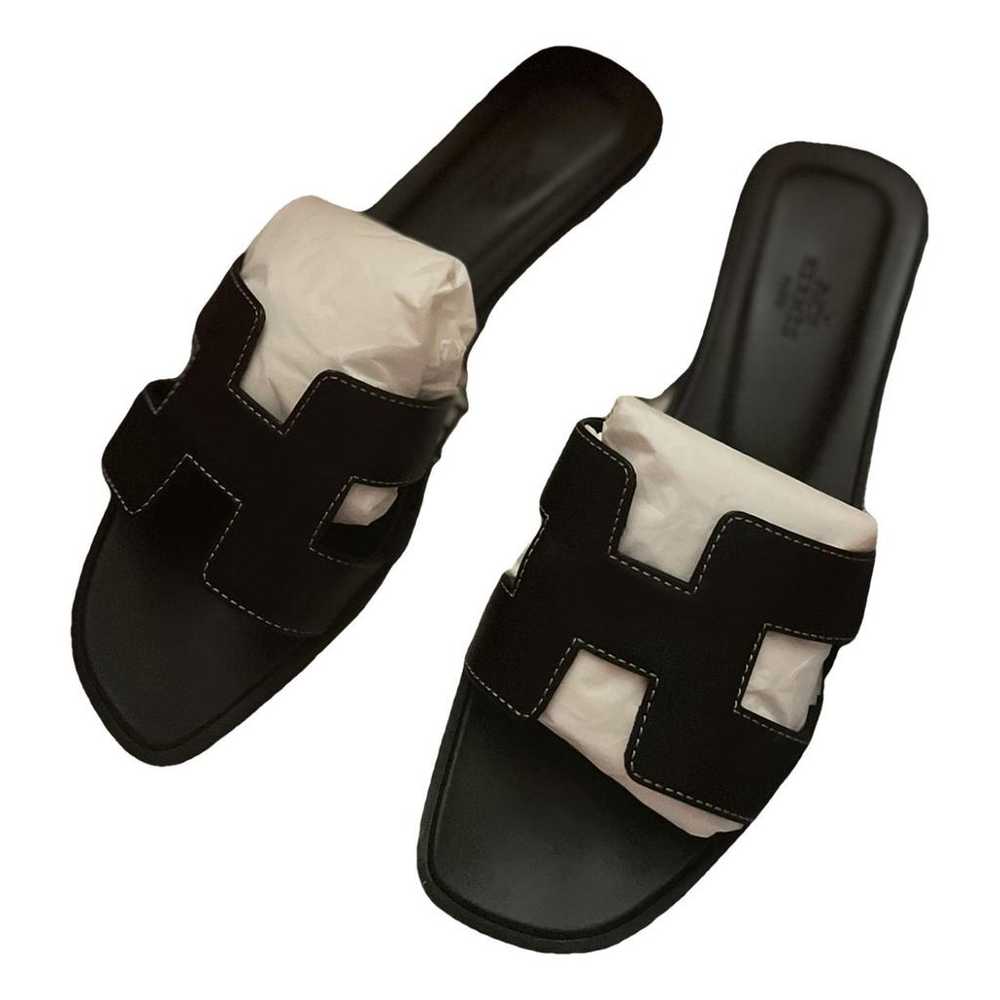 Hermès Oran leather flip flops - image 1