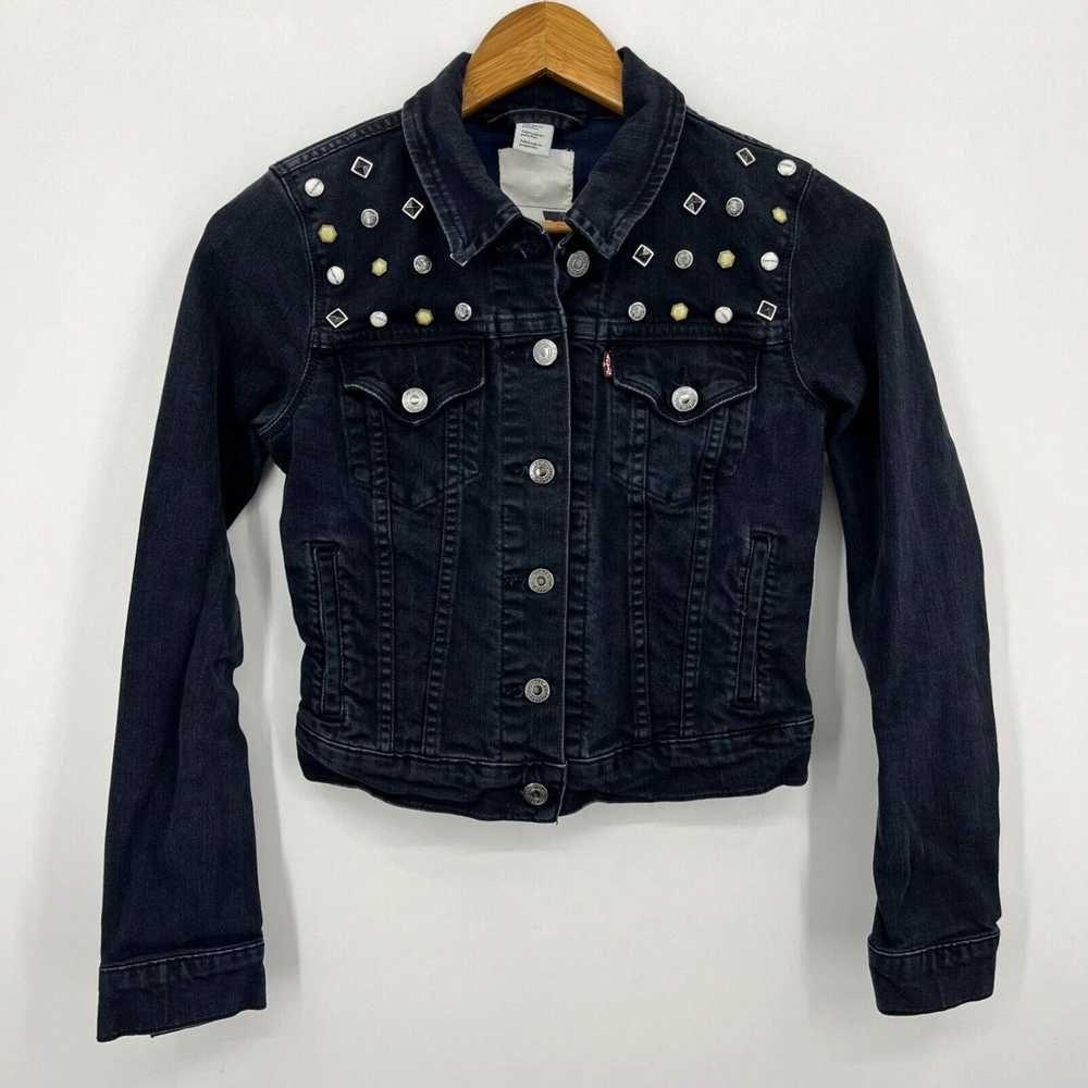 Levi's Levis Denim Jacket Girl's XS Black Studded… - image 1