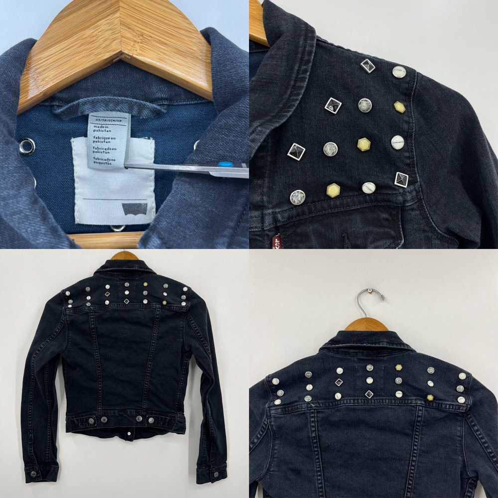 Levi's Levis Denim Jacket Girl's XS Black Studded… - image 4