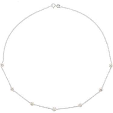 Classic Diamond Station Necklace in 14k White Gold