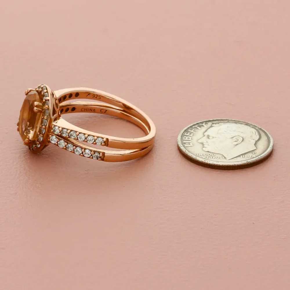 Sterling Silver Rose Gold Plate Orange Diamonique… - image 3