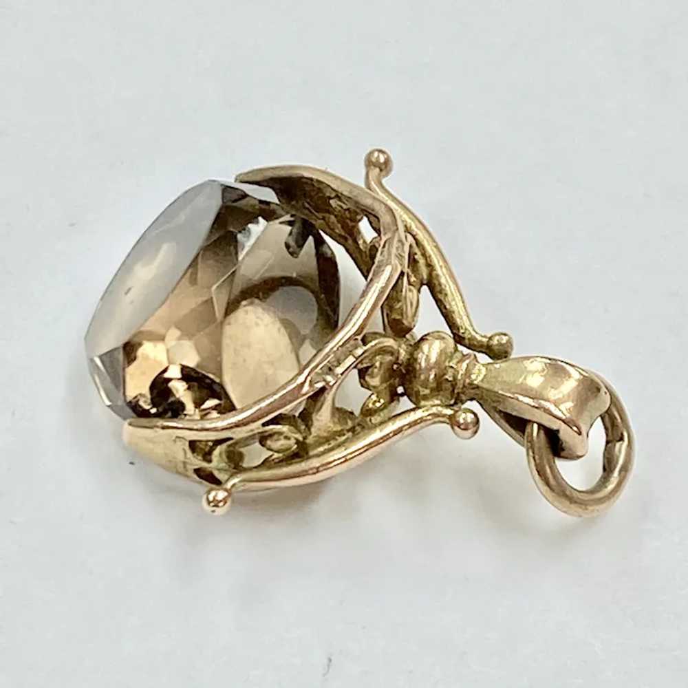 Victorian Spinning Quartz Fob Charm 10K Rose & Ye… - image 2