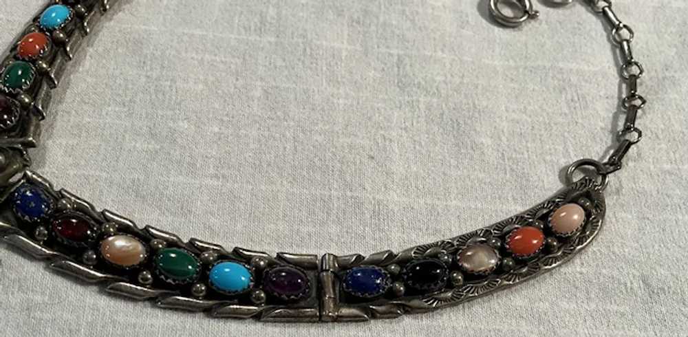 Sterling Silver Multi Stone Vintage Necklace - image 4