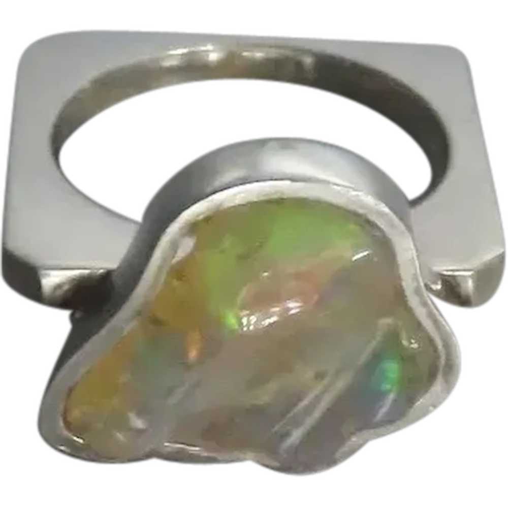 Ethiopian Fire Opal Ring Opal Rough Ring Sterling - image 1