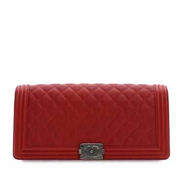 Red Chanel Quilted Caviar Boy Clutch