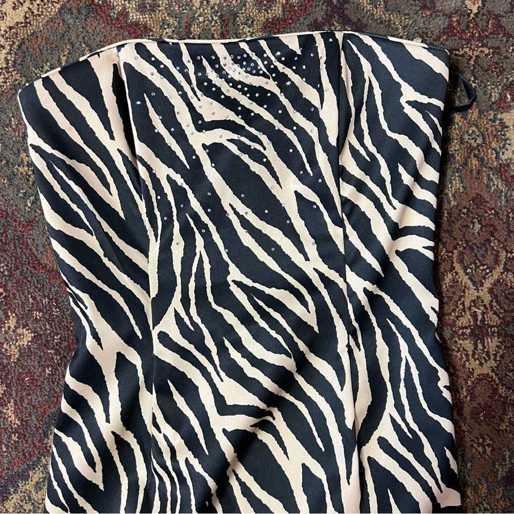 Vintage Jessica McClintock Zebra strapless rhines… - image 4
