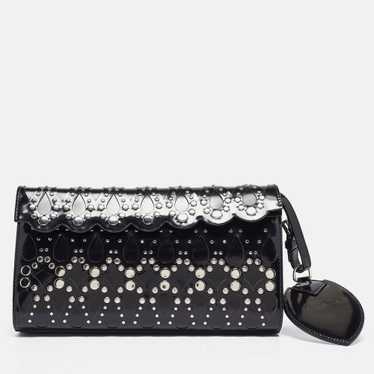 ALAIA Black Patent Leather Studded Flap Clutch - image 1