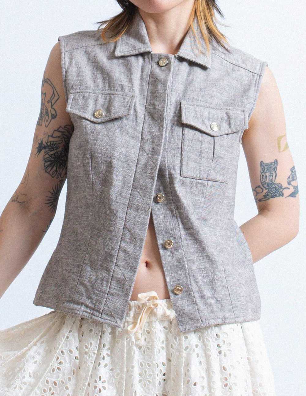 Christian Dior vintage light gray wash denim vest - image 4