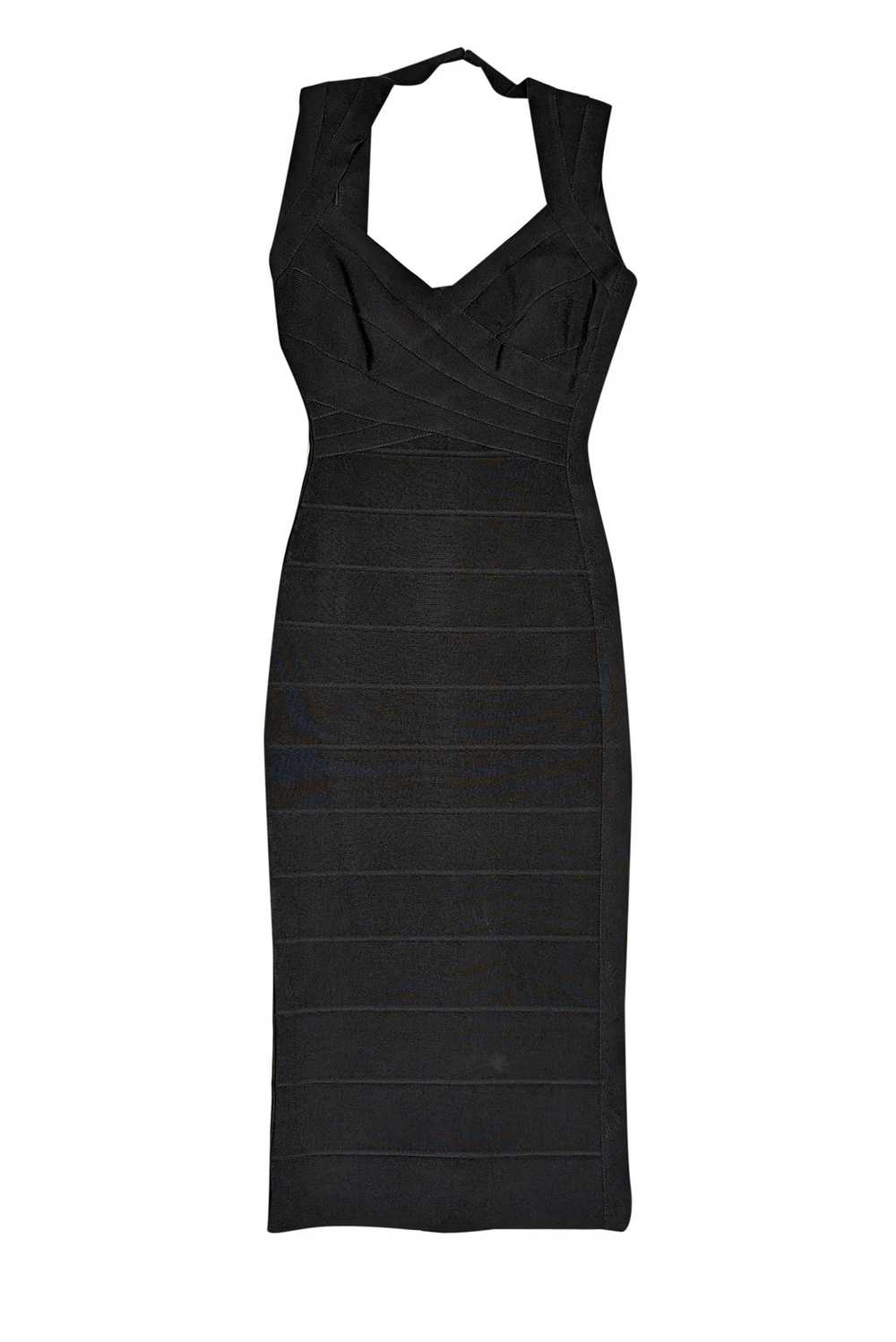 Herve Leger - Black Sleeveless V-Neck Bandage Mid… - image 1