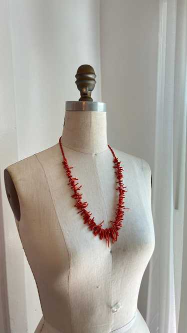 Brand Unknown Vintage Salmon Coral Branch Necklac… - image 1