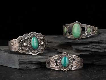 Fred Harvey Era Navajo Sterling Silver and Turquo… - image 1