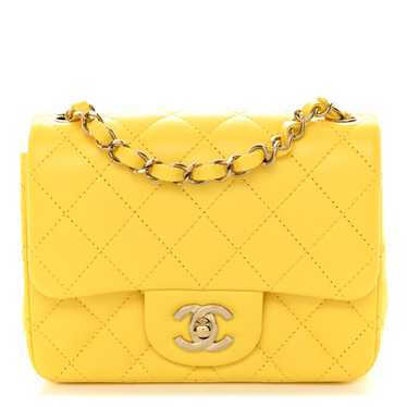 CHANEL Lambskin Quilted Mini Square Flap Yellow
