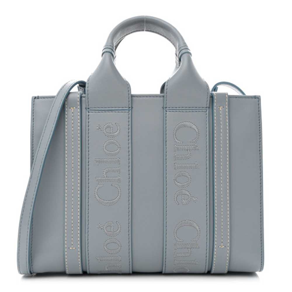 CHLOE Calfskin Small Woody Tote Storm Blue - image 1