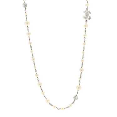 CHANEL Pearl Crystal CC Starfall Necklace Silver - image 1