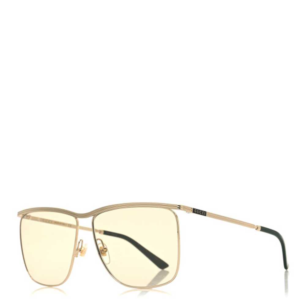 GUCCI Metal Square Frame Sunglasses GG0821S Gold - image 1