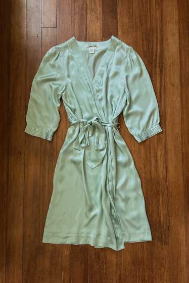 1990's TURQUOISE SILK LOUNGE ROBE | SIZE M/L