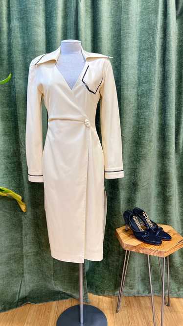 Nanushka Berna Faux Leather Wrap Midi Dress, Size 