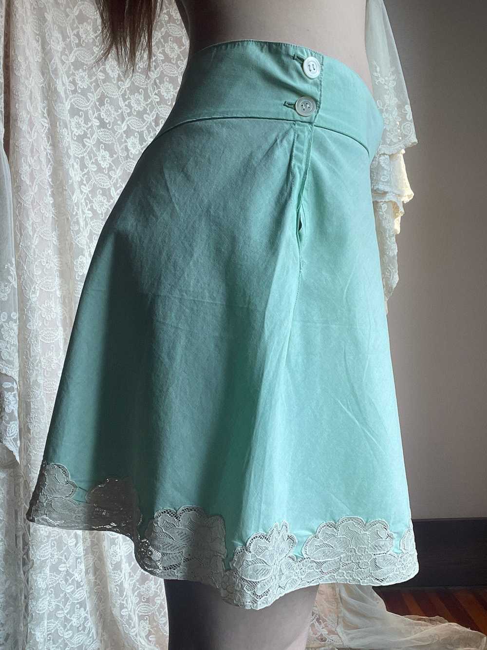 1930s Cotton Mint Green Top and Shorts Set Monogr… - image 4