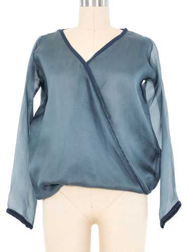 Dolce & Gabbana Slate Silk Organza Surplice Top