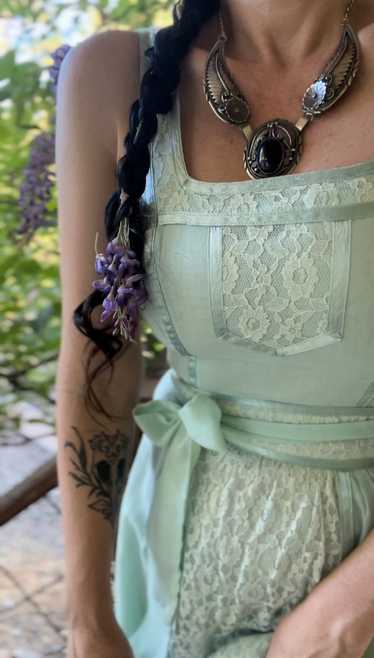 1970’s Vintage Green Voile Sundress by Candi Jones