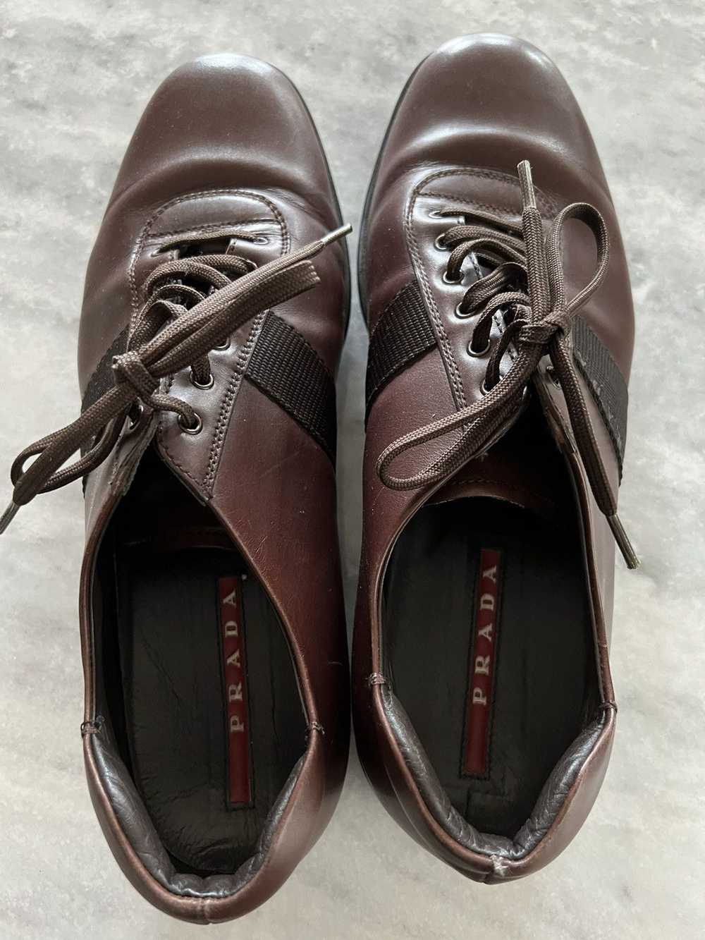 Prada Prada linea rossa brown leather shoes - image 1