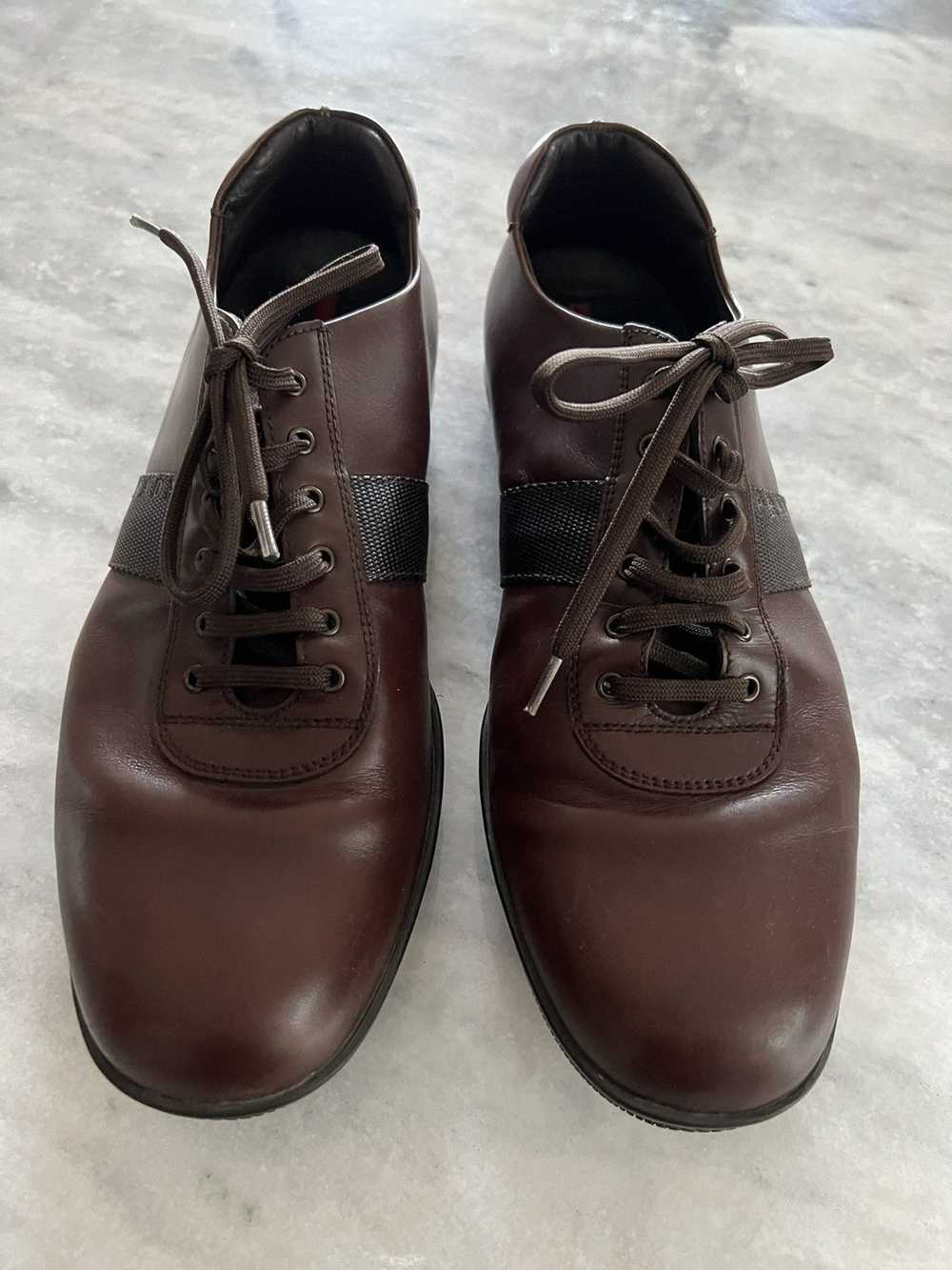 Prada Prada linea rossa brown leather shoes - image 5