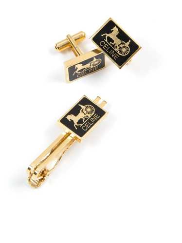 Céline Pre-Owned 1980s Horsebit tie clip and cuff… - image 1