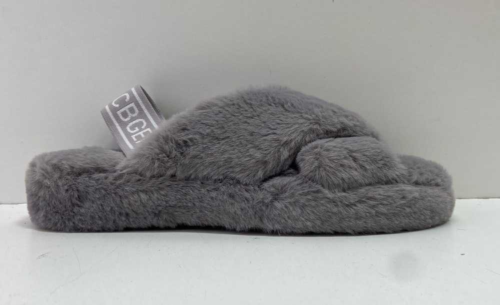 BCBGeneration Gray Faux Fur Fluff Slingback Sanda… - image 1