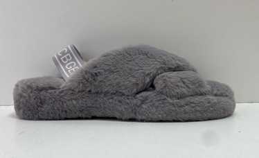 BCBGeneration Gray Faux Fur Fluff Slingback Sanda… - image 1