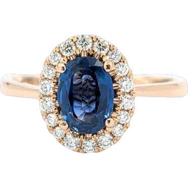 1.24ct Sapphire & Diamond Halo Ring in Rose Gold
