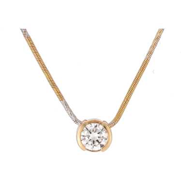 0.40 CT Round Diamond Solitaire Pendant Chain Nec… - image 1