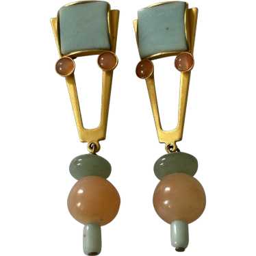 Gale Rothstein Goldtone and Glass Dangle Earrings