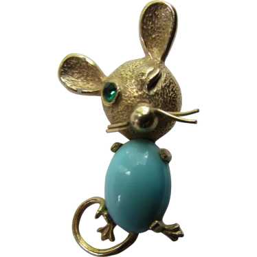 Whimsical Castlecliff Winking Mouse Brooch - image 1