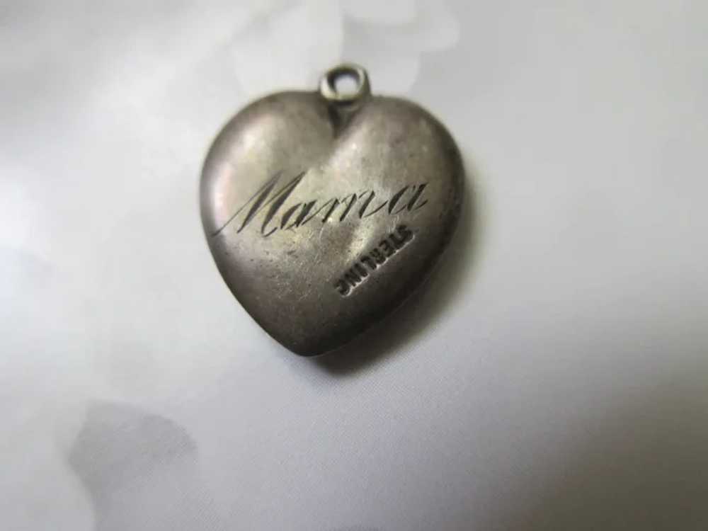 Vintage Sterling Silver Embossed Puffy Heart Char… - image 5