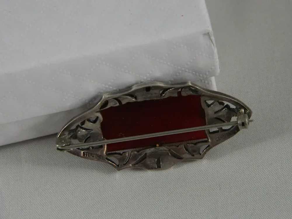 Antique German Art Deco Sterling Silver Carnelian… - image 3